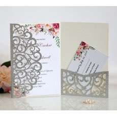 Invitation Card Laser Cut Glitter Paper Wedding Invitation Personalized Custom